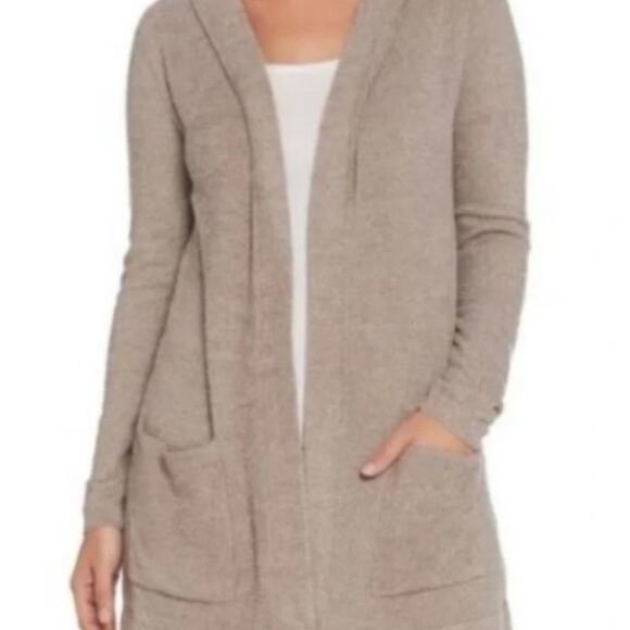 Barefoot Dreams Brand Cozy Chic Lite Resort Hooded Cardigan Sand Color Sz Small - Picture 1 of 5